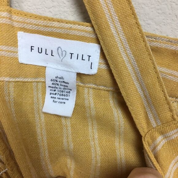 Yellow and White Stripe Crop Top- Size Large - Picture 3 of 3